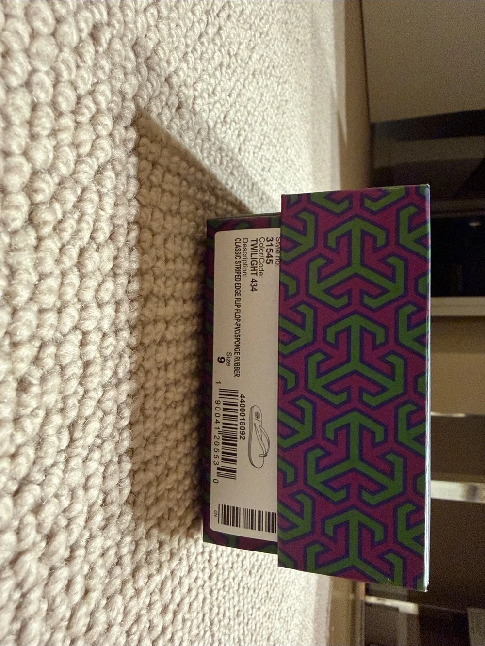 Tory Burch Navy and White Patterned Flip Flop Sandals